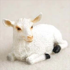 Goat White Bonsai Tree Figurine