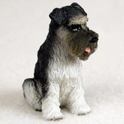 Schnauzer Gray W/Uncropped Ears Bonsai Tree Figurine