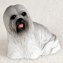 Lhasa Apso Gray Bonsai Tree Figurine