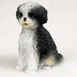 Shih Tzu Black & White W/Sport Cut Bonsai Tree Figurine