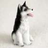 Husky Black & White W/Brown Eyes Bonsai Tree Figurine