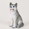 Husky Gray & White W/Brown Eyes Bonsai Tree Figurine