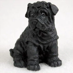 Shar Pei Black Bonsai Tree Figurine