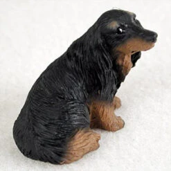Dachshund Longhaired Black Bonsai Tree Figurine