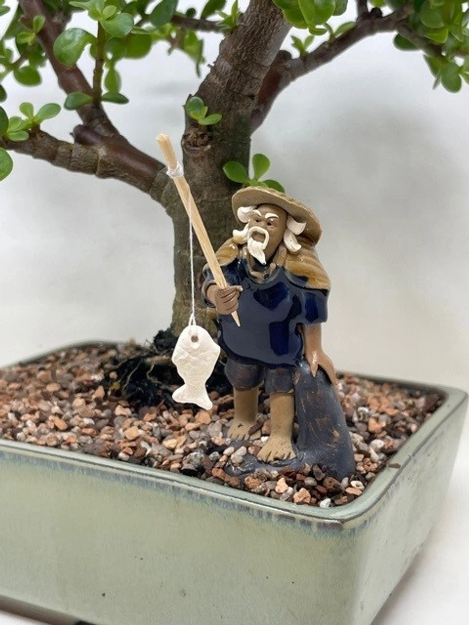 Chinese Figurine - Man Standing Fishing Off Of A Rock (F-023) 4 Chinese Figurine - Man Standing Fishing Off Of A Rock (F-023) - Image 4