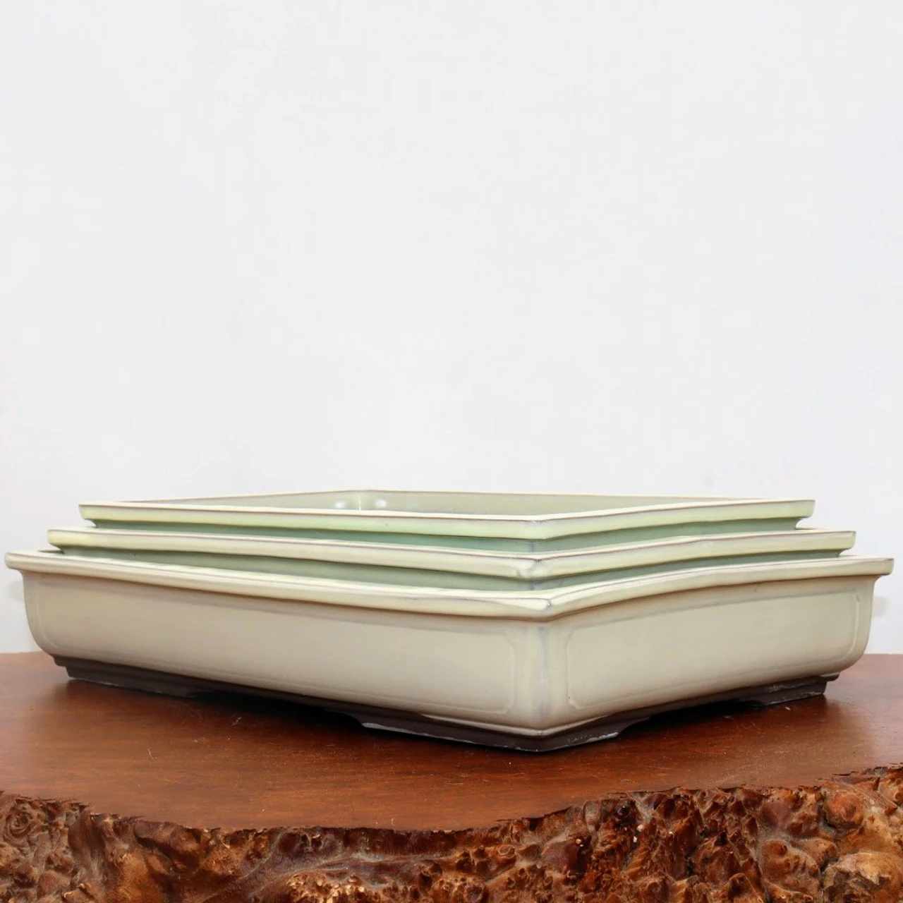 13-15" Cream Glazed Japanese Bonsai Pot (No. 1529) 1 13-15" Cream Glazed Japanese Bonsai Pot (No. 1529)