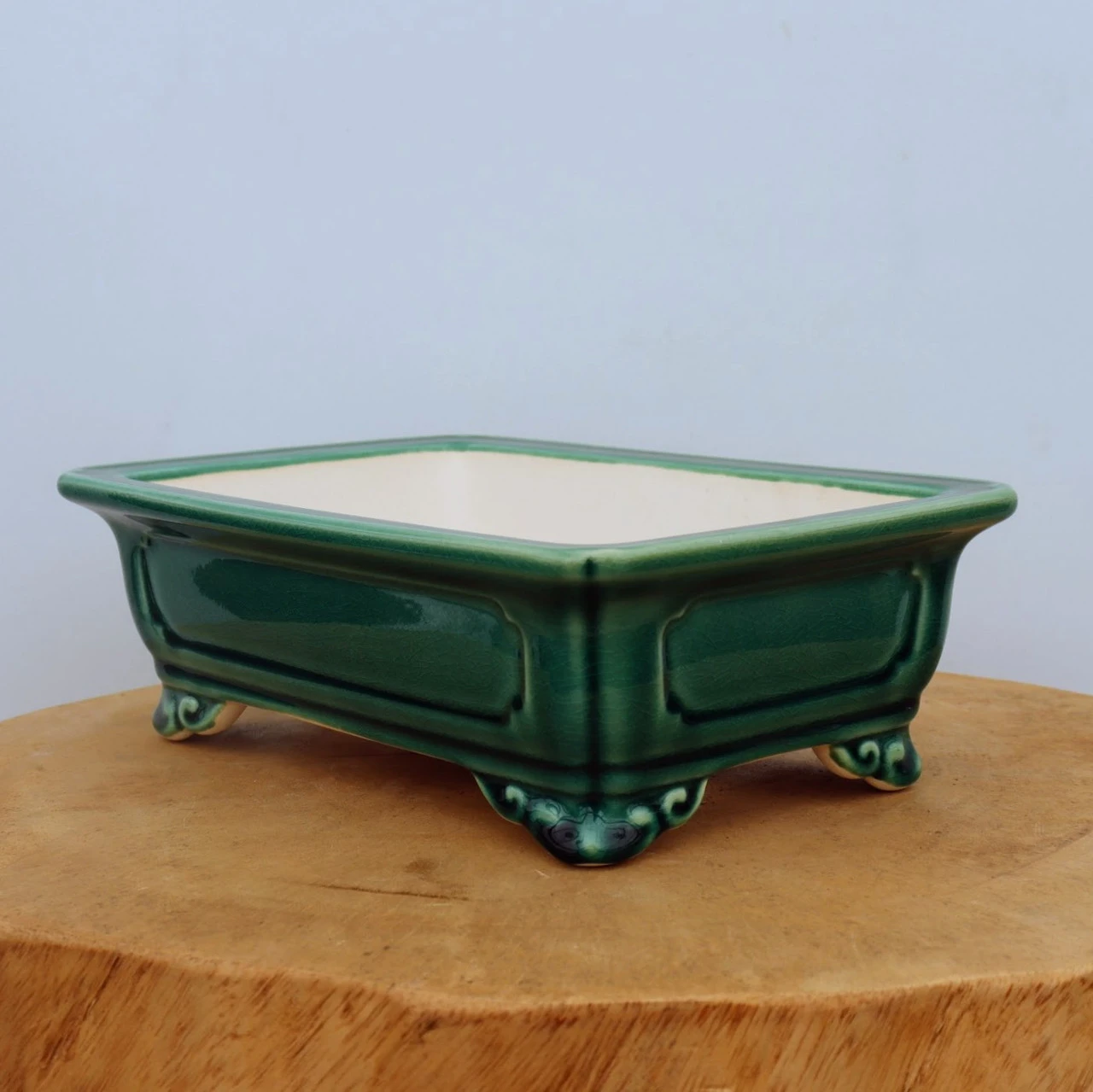 10" Green Glazed Yixing Bonsai Pot (No. 2077) 4 10" Green Glazed Yixing Bonsai Pot (No. 2077) - Image 4