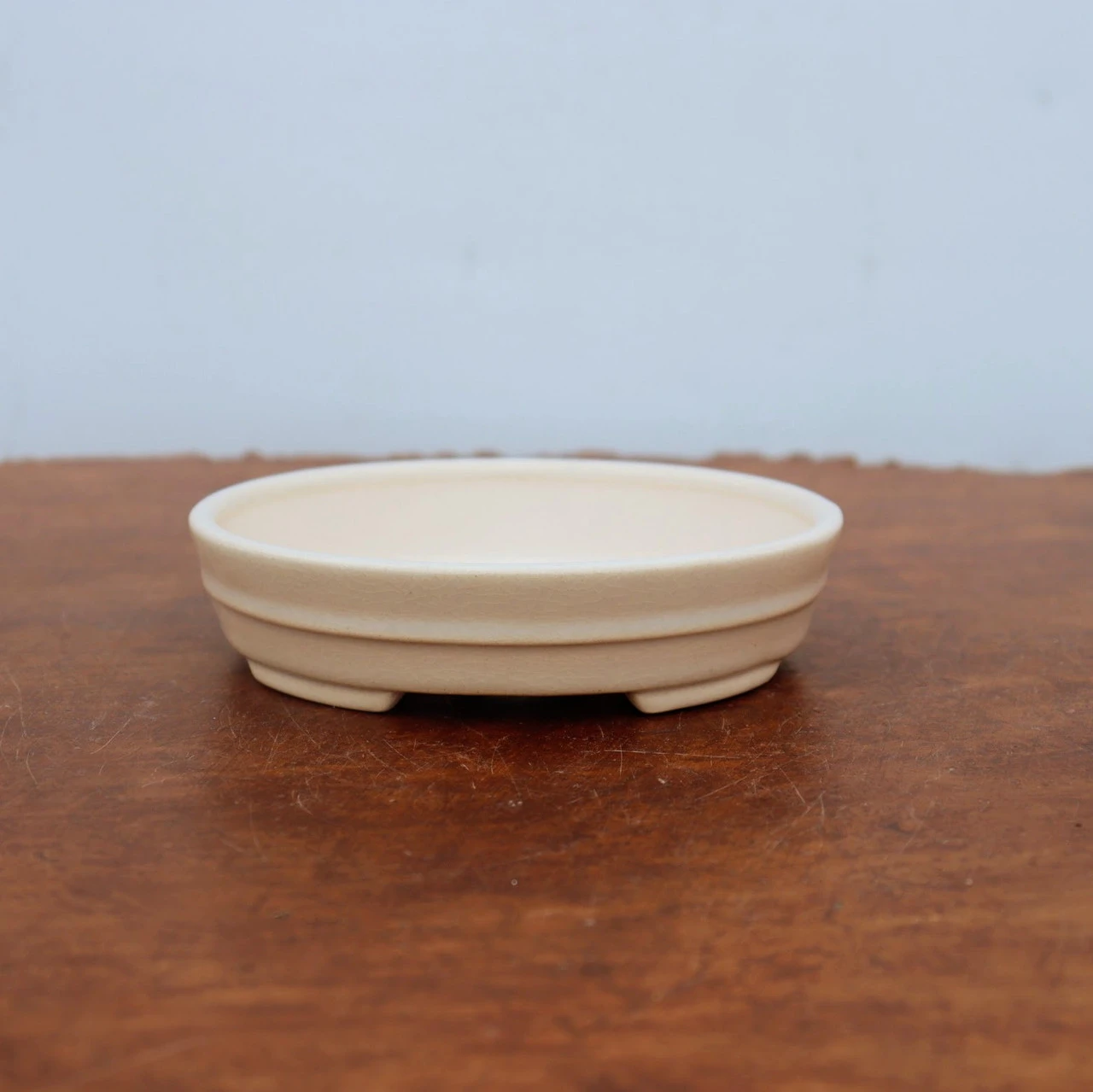 5" Cream Glazed Yixing Bonsai Pot (No. 2018) 2 5" Cream Glazed Yixing Bonsai Pot (No. 2018) - Image 2