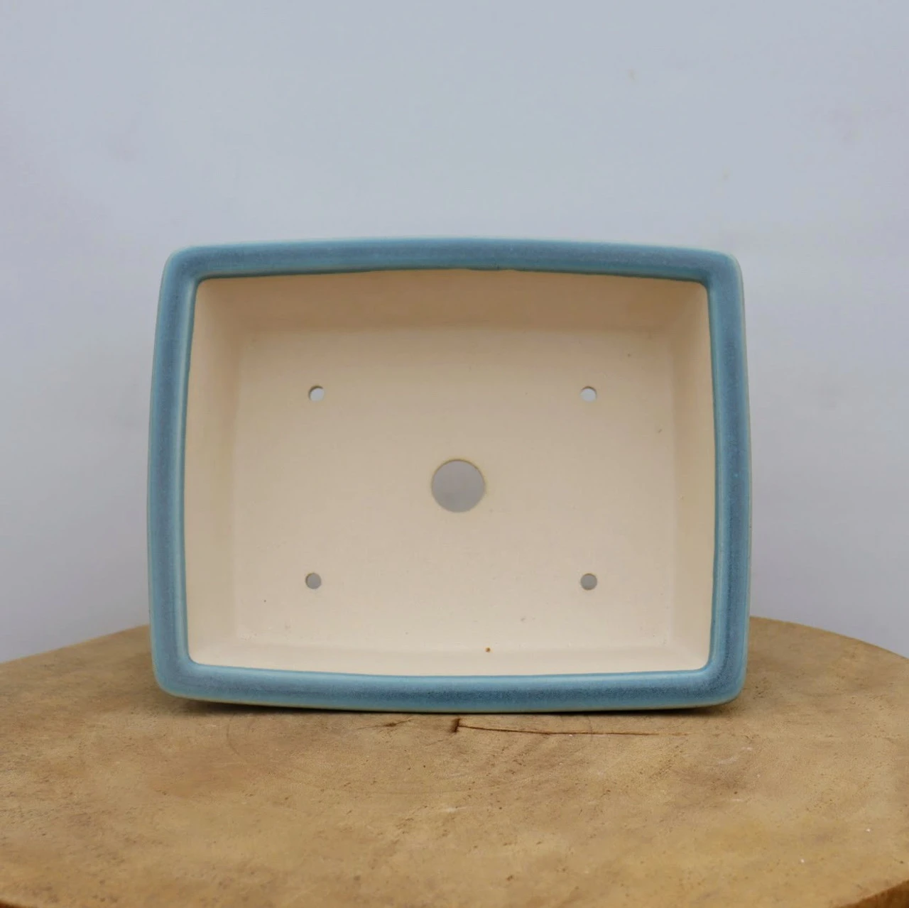 8" Light Blue Glazed Yixing Bonsai Pot (No. 2059) 3 8" Light Blue Glazed Yixing Bonsai Pot (No. 2059) - Image 3