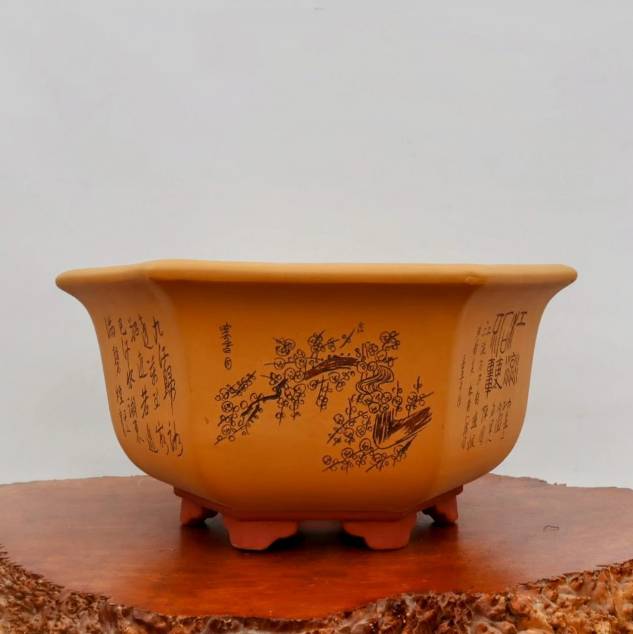 17" Etched Yixing Bonsai Pot (No. 2225) 2 17" Etched Yixing Bonsai Pot (No. 2225) - Image 2