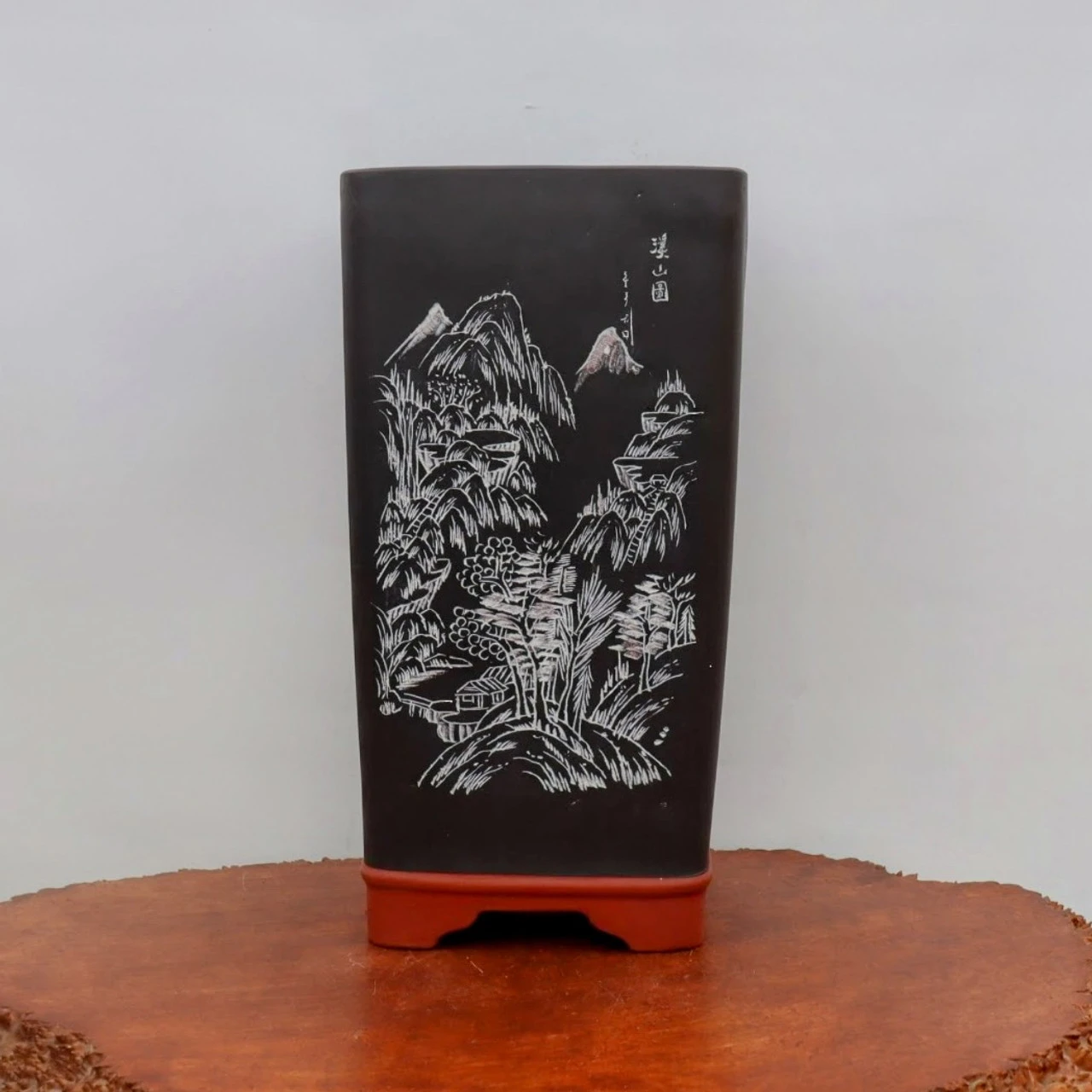 9" Etched Cascade Yixing Bonsai Pot (No. 2240) 1 9" Etched Cascade Yixing Bonsai Pot (No. 2240)