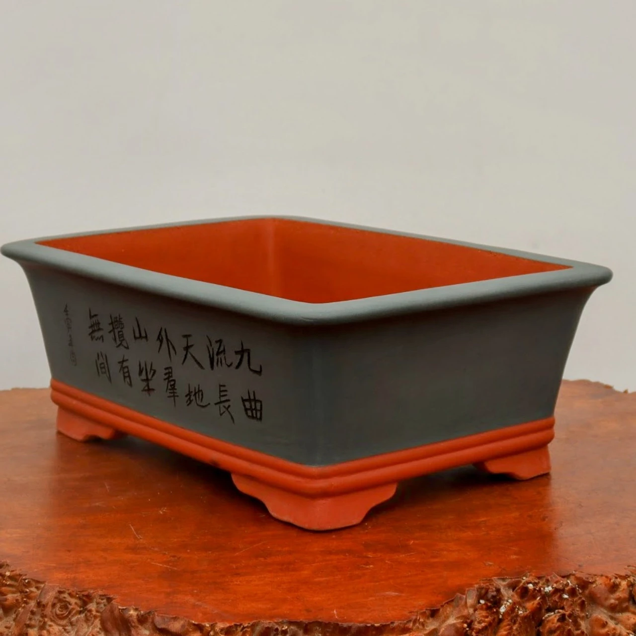 14" Etched Yixing Bonsai Pot (No. 2193) 2 14" Etched Yixing Bonsai Pot (No. 2193) - Image 2