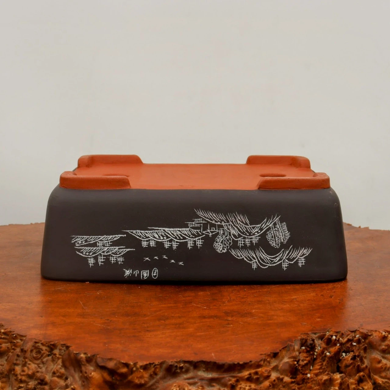13" Etched Yixing Bonsai Pot (No. 2186) 5 13" Etched Yixing Bonsai Pot (No. 2186) - Image 5