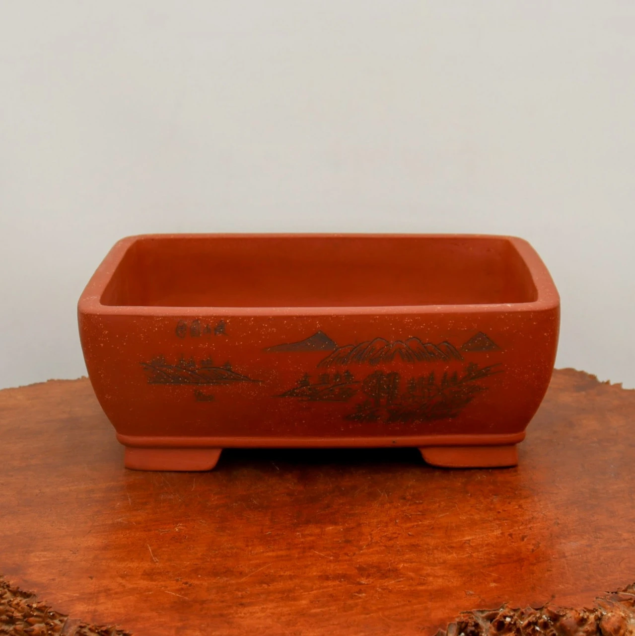 13" Etched Yixing Bonsai Pot (No. 2189) 4 13" Etched Yixing Bonsai Pot (No. 2189) - Image 4