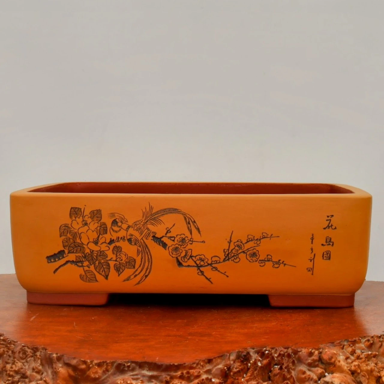 18" Etched Yixing Bonsai Pot (No. 2227) 2 18" Etched Yixing Bonsai Pot (No. 2227) - Image 2