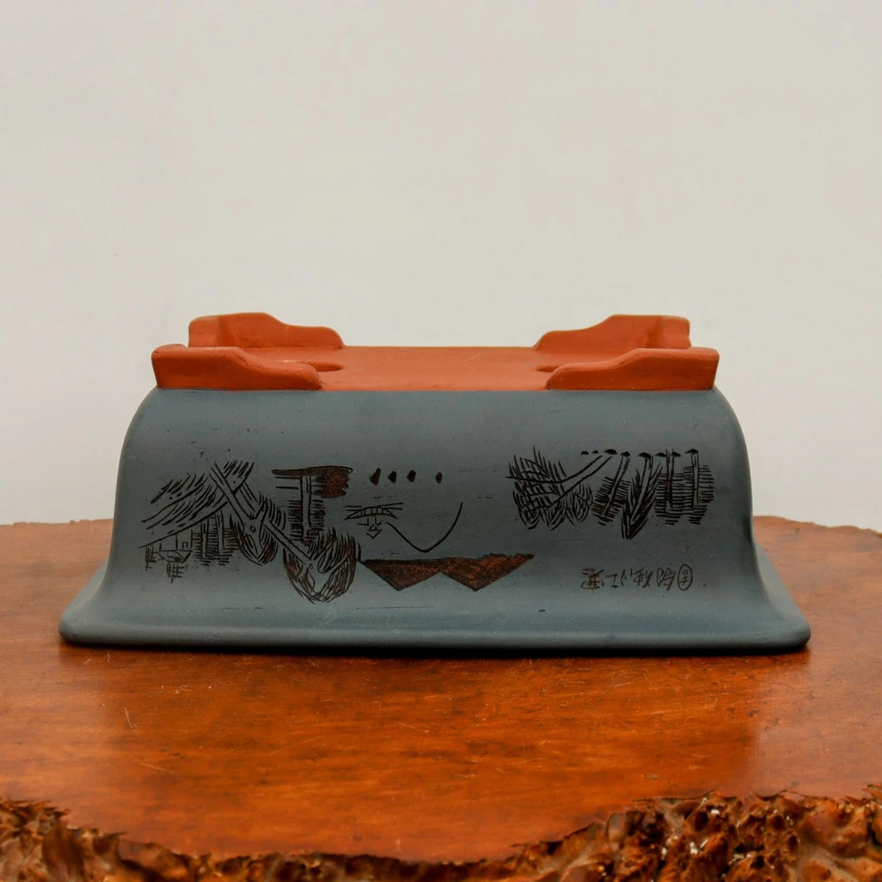 13" Etched Yixing Bonsai Pot (No. 2183) 5 13" Etched Yixing Bonsai Pot (No. 2183) - Image 5