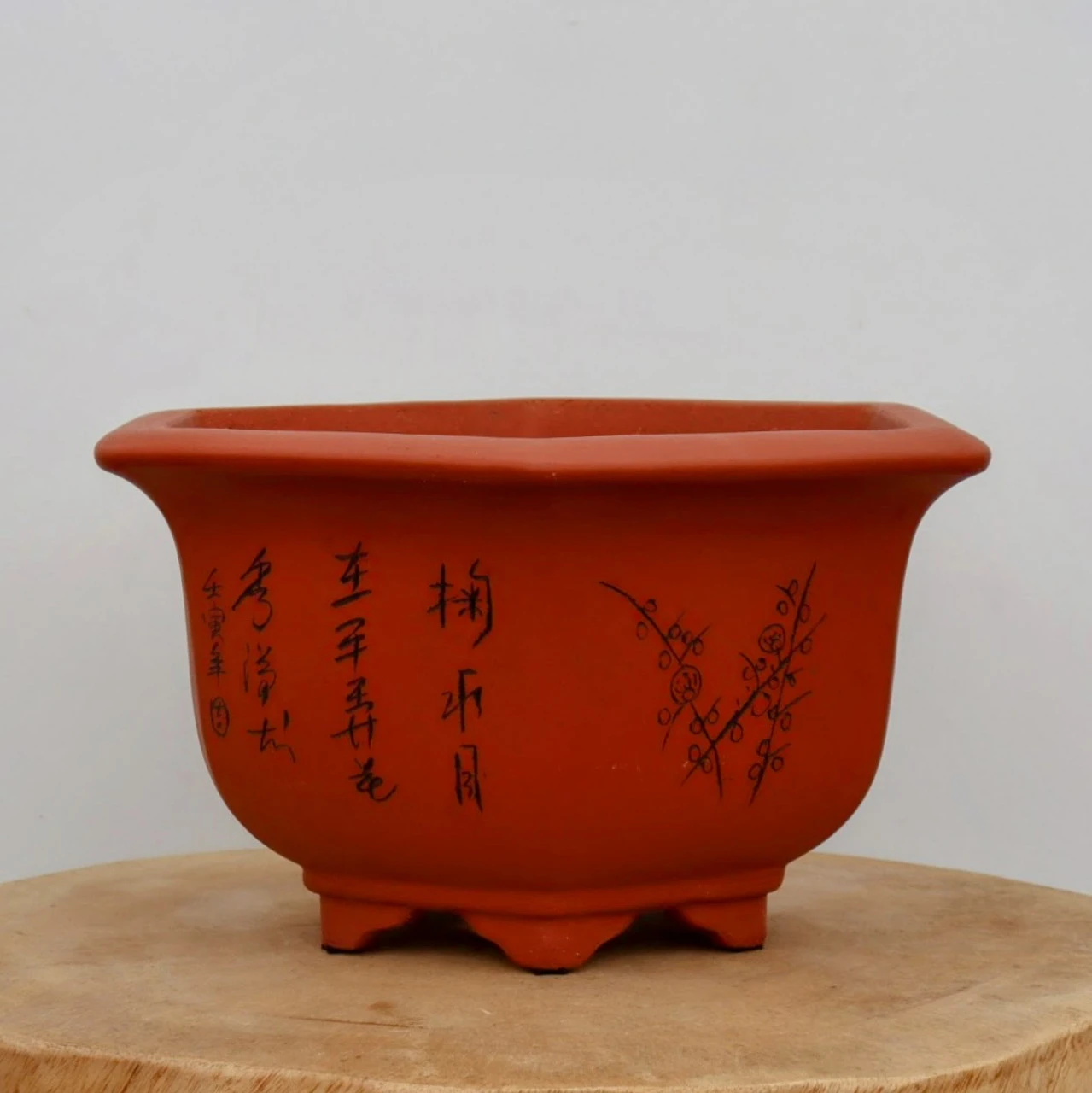 11" Etched Yixing Bonsai Pot (No. 2246) 4 11" Etched Yixing Bonsai Pot (No. 2246) - Image 4