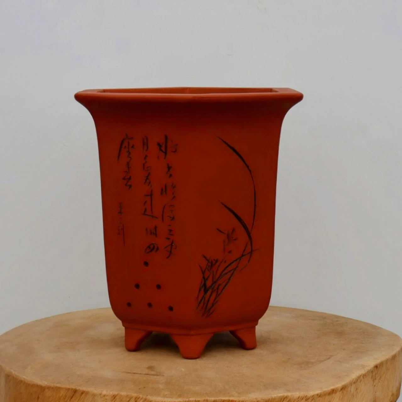 9" Etched Cascade Yixing Bonsai Pot (No. 2195) 2 9" Etched Cascade Yixing Bonsai Pot (No. 2195) - Image 2