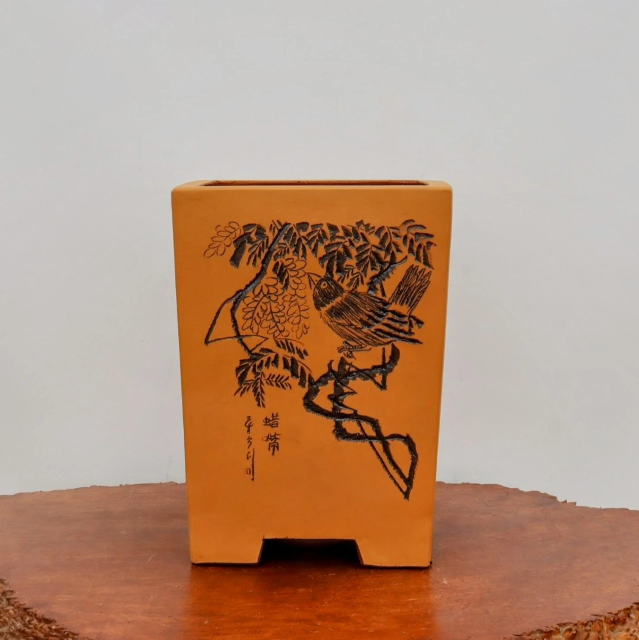 9" Etched Cascade Yixing Bonsai Pot (No. 2209) 2 9" Etched Cascade Yixing Bonsai Pot (No. 2209) - Image 2