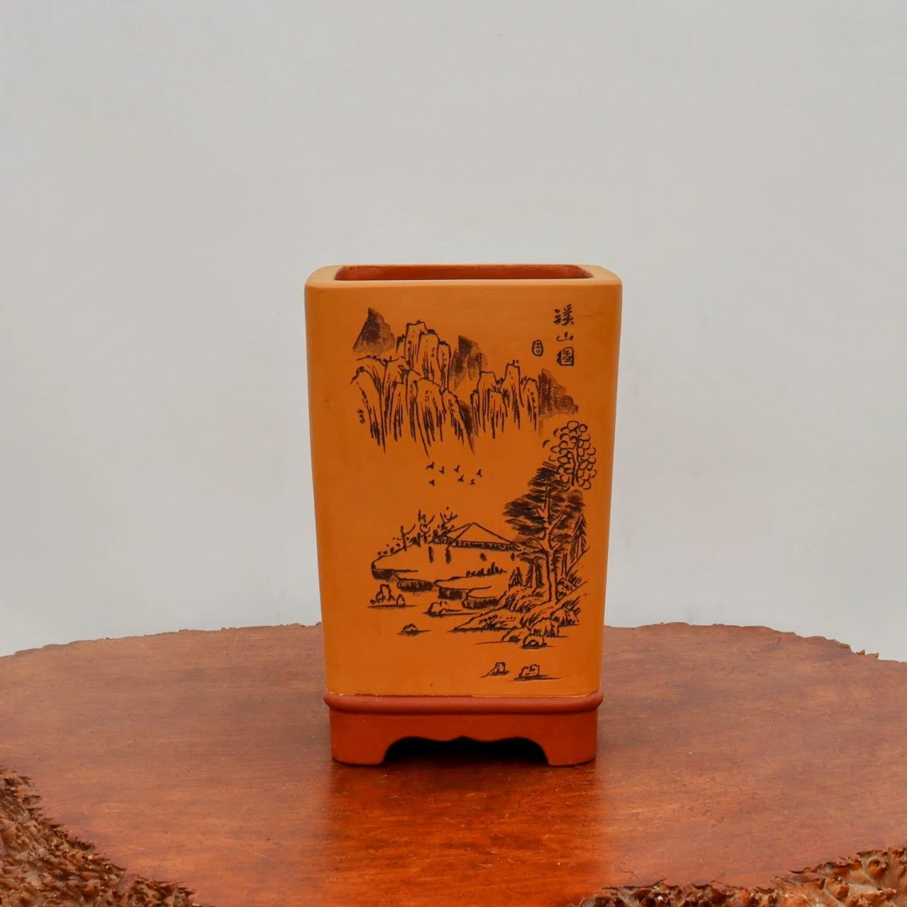 7" Etched Cascade Yixing Bonsai Pot (No. 2202) 2 7" Etched Cascade Yixing Bonsai Pot (No. 2202) - Image 2