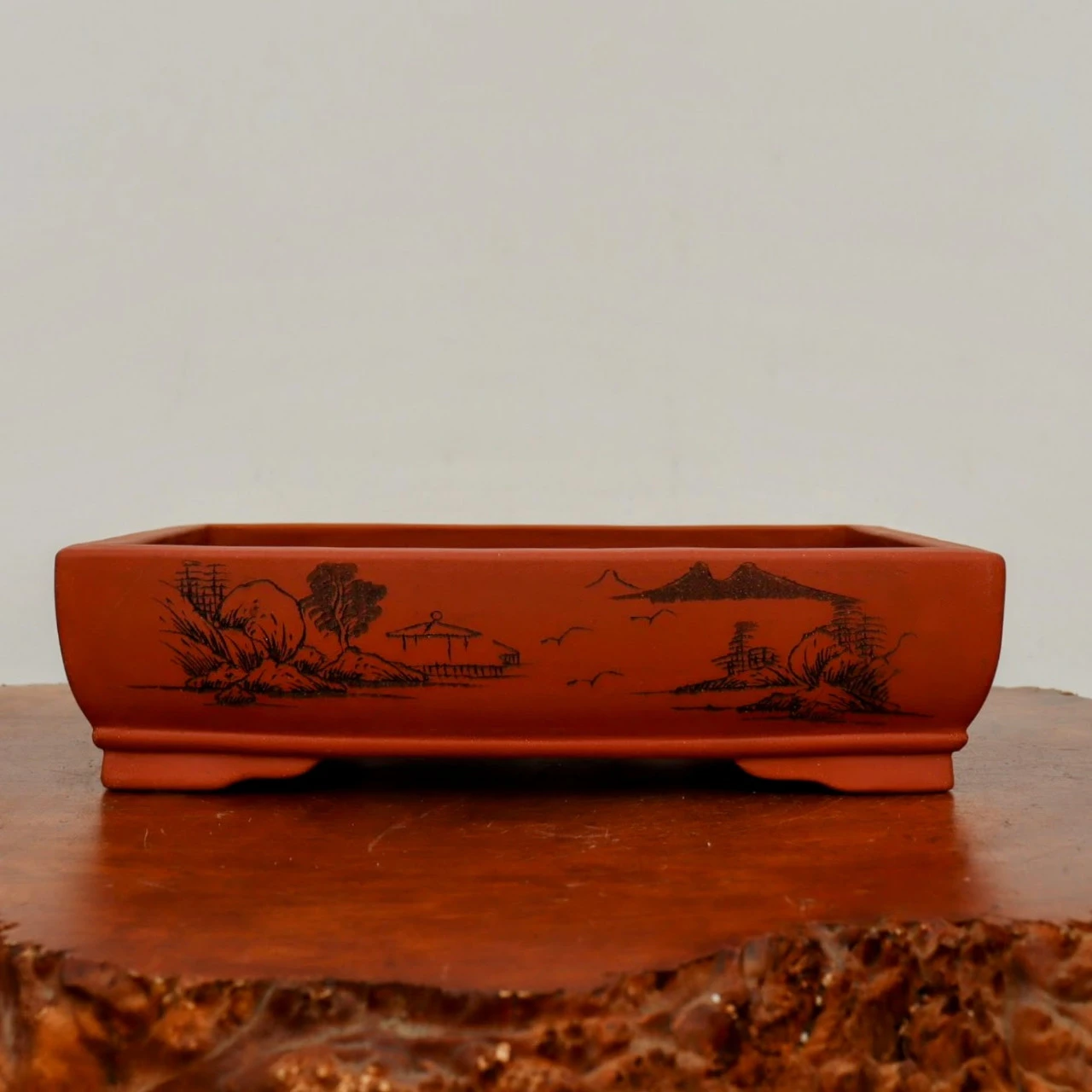 12-Inch Etched Glazed Yixing Bonsai Pot (No. 2430) 5 12-Inch Etched Glazed Yixing Bonsai Pot (No. 2430) - Image 5