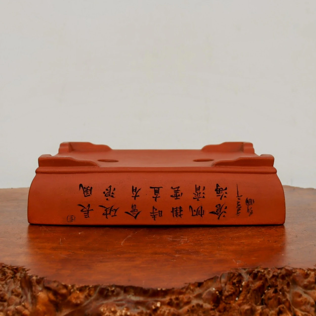 12-Inch Etched Glazed Yixing Bonsai Pot (No. 2430) 6 12-Inch Etched Glazed Yixing Bonsai Pot (No. 2430) - Image 6