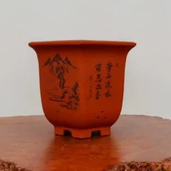 10-Inch Etched Glazed Yixing Bonsai Pot (No. 2424)