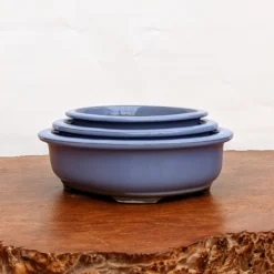Light Blue (oval) Glazed Bonsai Pot (7-11")