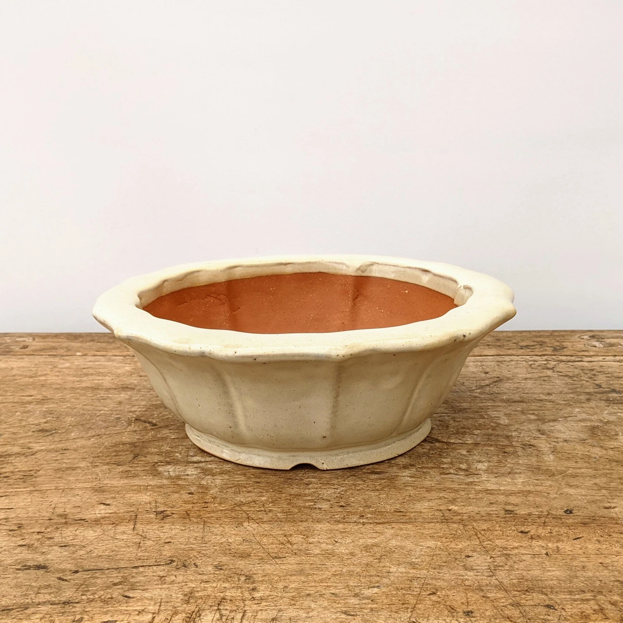 9" Cream Glazed Yixing Bonsai Pot (No. 1939) 2 9" Cream Glazed Yixing Bonsai Pot (No. 1939) - Image 2