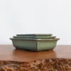 6-9" Green Glazed Japanese Rectangle Bonsai Pot (No. 293)